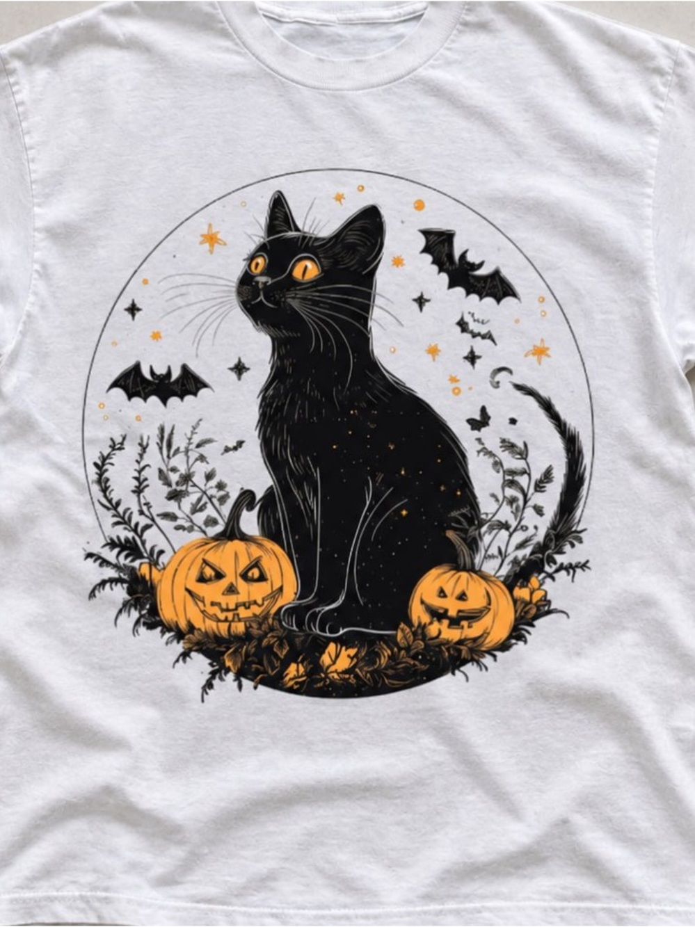 Halloween Black Cat Gildan Graphic T-Shirt - Picture 2 of 2